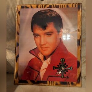 Wall Clock with Vintage Elvis Presley Portrait